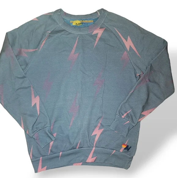 NWOT Aviator Nation Bolt sweater pink and blue small - Picture 2 of 3